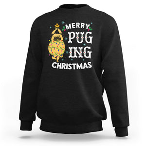 Merry Pugging Christmas Dog Pugmas Pug Xmas Sweatshirt TS09 Dark Heather Printyourwear