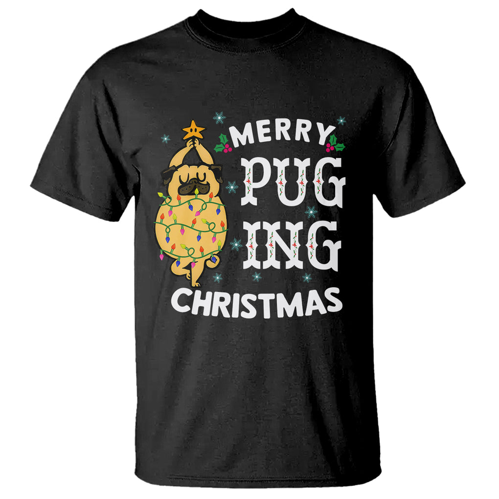 Merry Pugging Christmas Dog Pugmas Pug Xmas T Shirt TS09 Dark Heather Printyourwear