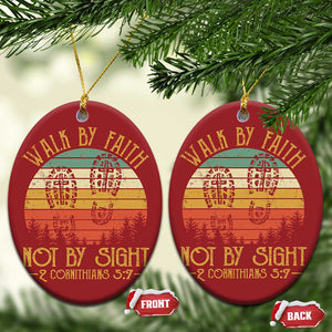 Christian Christmas Ornament Walk By Faith Not By Sight Retro TS09 Oval Red Print Your Wear