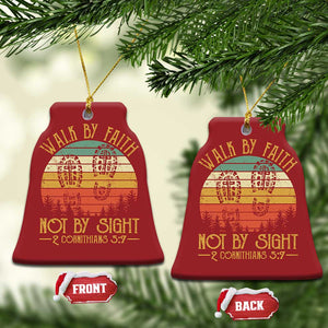 Christian Christmas Ornament Walk By Faith Not By Sight Retro TS09 Bell Flake Red Print Your Wear