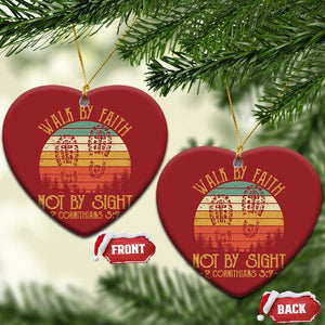 Christian Christmas Ornament Walk By Faith Not By Sight Retro TS09 Heart Red Print Your Wear