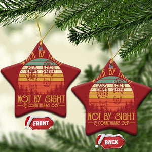 Christian Christmas Ornament Walk By Faith Not By Sight Retro TS09 Star Red Print Your Wear