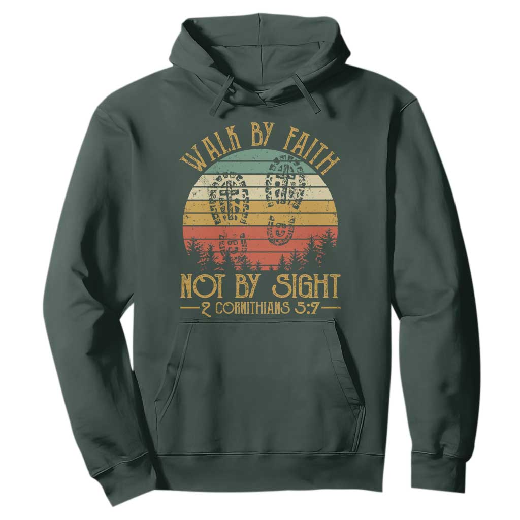 Christian Hoodie Walk By Faith Not By Sight Retro TS09 Dark Forest Green Print Your Wear
