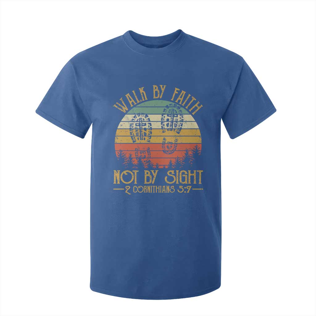 Christian T Shirt For Kid Walk By Faith Not By Sight Retro TS09 Royal Blue Print Your Wear