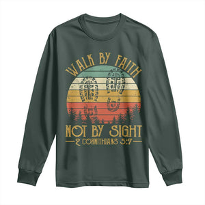 Christian Long Sleeve Shirt Walk By Faith Not By Sight Retro TS09 Dark Forest Green Print Your Wear