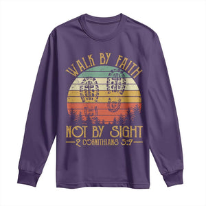 Christian Long Sleeve Shirt Walk By Faith Not By Sight Retro TS09 Purple Print Your Wear