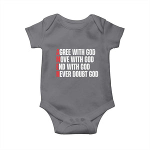 Christian Baby Onesie Amen Agree Move End With God Never Doubt God TS09 Charcoal Print Your Wear