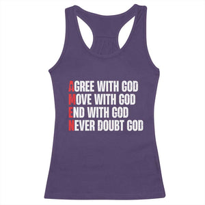 Christian Racerback Tank Top Amen Agree Move End With God Never Doubt God TS09 Purple Print Your Wear