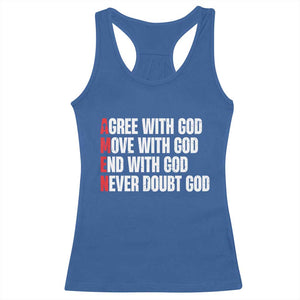 Christian Racerback Tank Top Amen Agree Move End With God Never Doubt God TS09 Royal Blue Print Your Wear