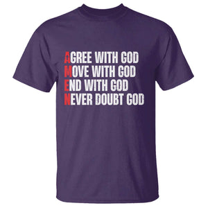 Christian T Shirt Amen Agree Move End With God Never Doubt God TS09 Purple Print Your Wear