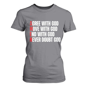 Christian T Shirt For Women Amen Agree Move End With God Never Doubt God TS09 Charcoal Print Your Wear