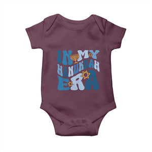 In My Hanukkah Era Baby Onesie Groovy Chanukkah Jewish TS09 Maroon Print Your Wear