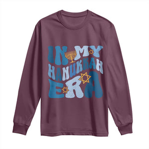 In My Hanukkah Era Long Sleeve Shirt Groovy Chanukkah Jewish TS09 Maroon Print Your Wear