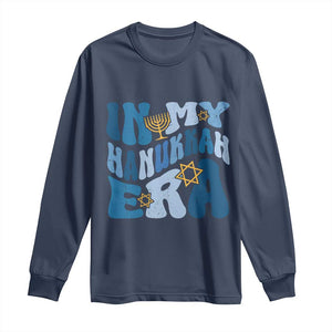 In My Hanukkah Era Long Sleeve Shirt Groovy Chanukkah Jewish TS09 Navy Print Your Wear