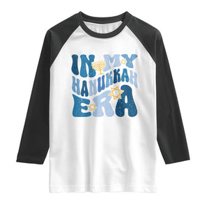 In My Hanukkah Era Raglan Shirt Groovy Chanukkah Jewish TS09 White Black Print Your Wear