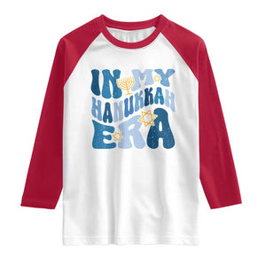 In My Hanukkah Era Raglan Shirt Groovy Chanukkah Jewish TS09 White Red Print Your Wear