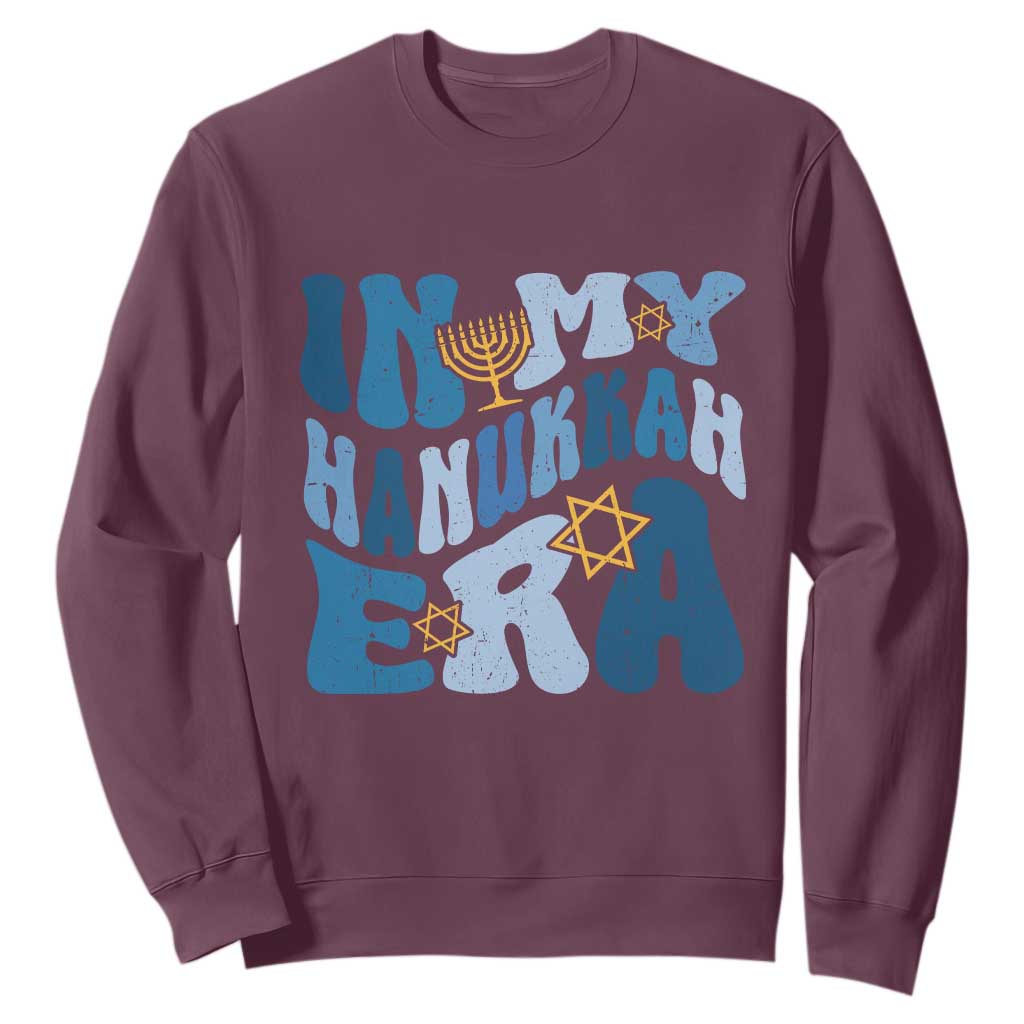 In My Hanukkah Era Sweatshirt Groovy Chanukkah Jewish TS09 Maroon Print Your Wear