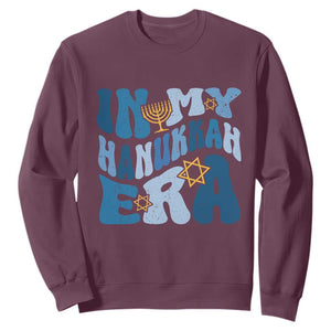 In My Hanukkah Era Sweatshirt Groovy Chanukkah Jewish TS09 Maroon Print Your Wear