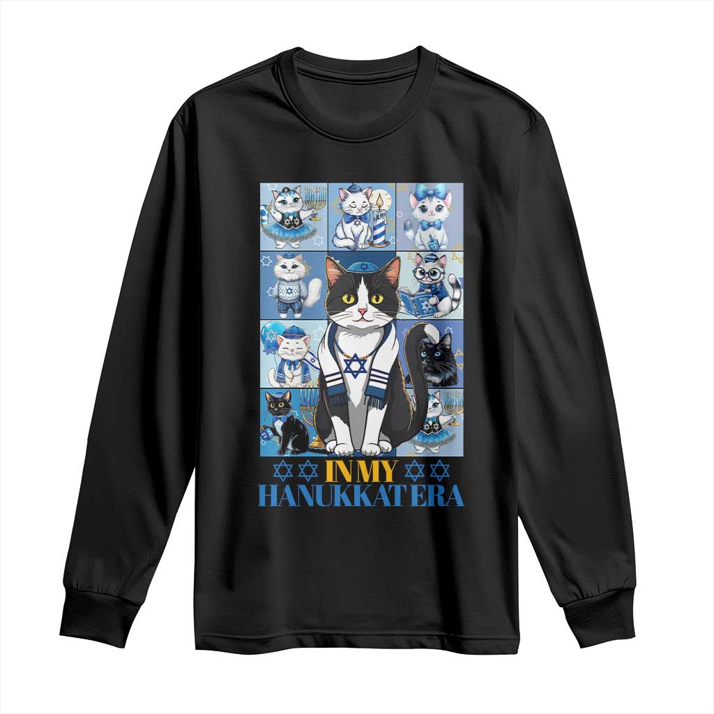 Hanukkah Cat Long Sleeve Shirt In My Hanukkat Era Cute Jewish Cats TS09 Black Print Your Wear