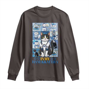 Hanukkah Cat Long Sleeve Shirt In My Hanukkat Era Cute Jewish Cats TS09 Dark Chocolate Print Your Wear