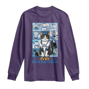 Hanukkah Cat Long Sleeve Shirt In My Hanukkat Era Cute Jewish Cats TS09 Purple Print Your Wear