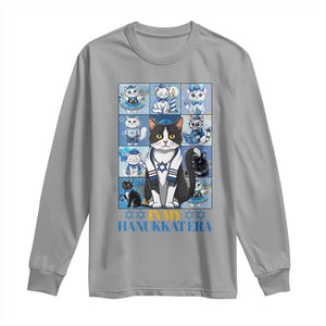 Hanukkah Cat Long Sleeve Shirt In My Hanukkat Era Cute Jewish Cats TS09 Sport Gray Print Your Wear