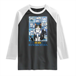 Hanukkah Cat Raglan Shirt In My Hanukkat Era Cute Jewish Cats TS09 Black White Print Your Wear