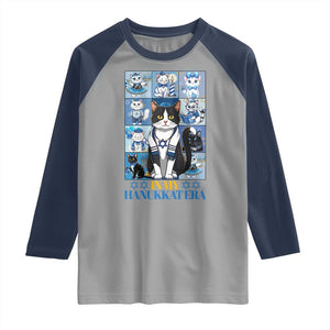 Hanukkah Cat Raglan Shirt In My Hanukkat Era Cute Jewish Cats TS09 Sport Gray Navy Print Your Wear