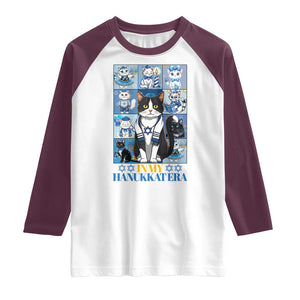 Hanukkah Cat Raglan Shirt In My Hanukkat Era Cute Jewish Cats TS09 White Maroon Print Your Wear