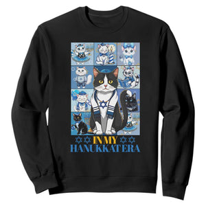 Hanukkah Cat Sweatshirt In My Hanukkat Era Cute Jewish Cats TS09 Black Print Your Wear