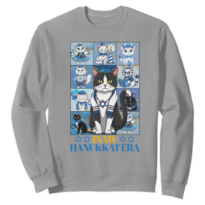 Hanukkah Cat Sweatshirt In My Hanukkat Era Cute Jewish Cats TS09 Sport Gray Print Your Wear