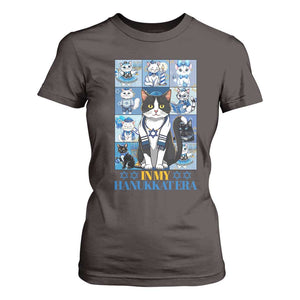 Hanukkah Cat T Shirt For Women In My Hanukkat Era Cute Jewish Cats TS09 Dark Chocolate Print Your Wear