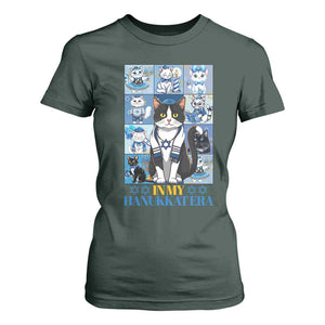 Hanukkah Cat T Shirt For Women In My Hanukkat Era Cute Jewish Cats TS09 Dark Forest Green Print Your Wear