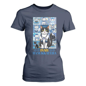 Hanukkah Cat T Shirt For Women In My Hanukkat Era Cute Jewish Cats TS09 Navy Print Your Wear