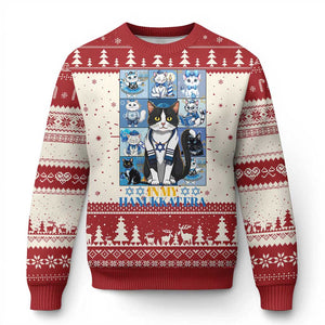 Hanukkah Cat Ugly Christmas Sweater In My Hanukkat Era Cute Jewish Cats TS09 Red Print Your Wear