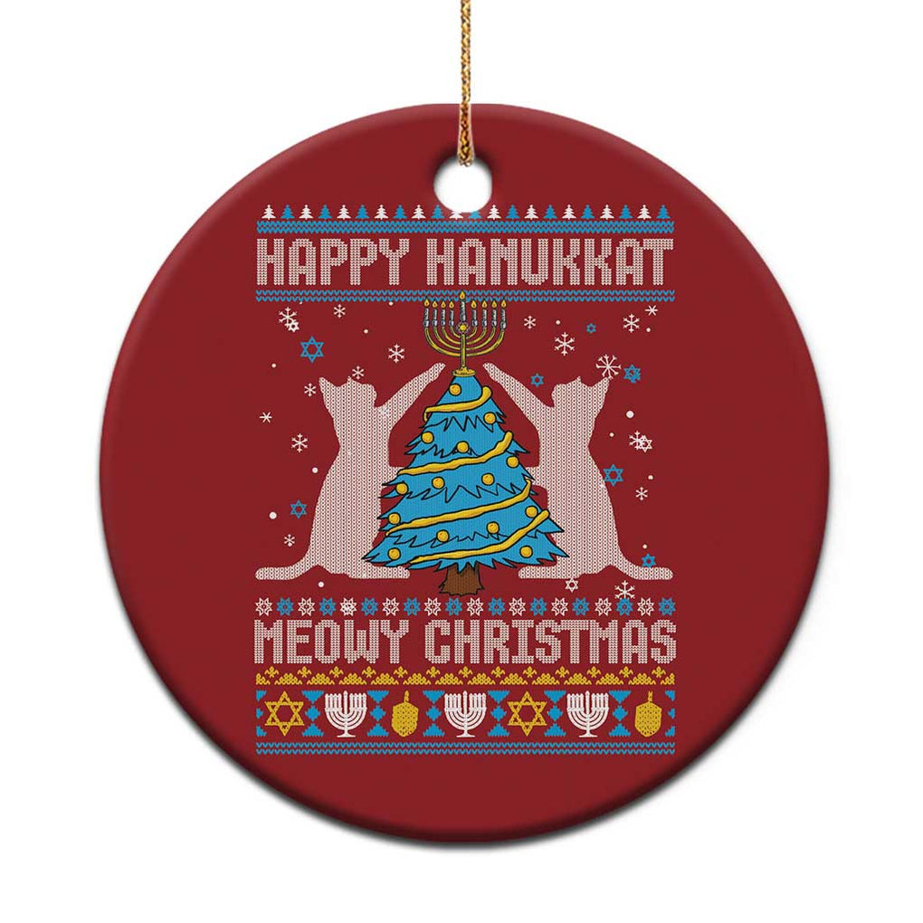 Hanukkah Christmas Cat Christmas Ornament Happy Hanukkat Meowy Christmas TS09 Print Your Wear