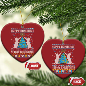 Hanukkah Christmas Cat Christmas Ornament Happy Hanukkat Meowy Christmas TS09 Heart Red Print Your Wear