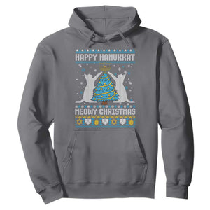 Hanukkah Christmas Cat Hoodie Happy Hanukkat Meowy Christmas TS09 Charcoal Print Your Wear