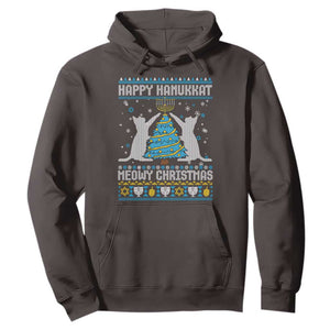 Hanukkah Christmas Cat Hoodie Happy Hanukkat Meowy Christmas TS09 Dark Chocolate Print Your Wear