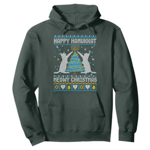 Hanukkah Christmas Cat Hoodie Happy Hanukkat Meowy Christmas TS09 Dark Forest Green Print Your Wear