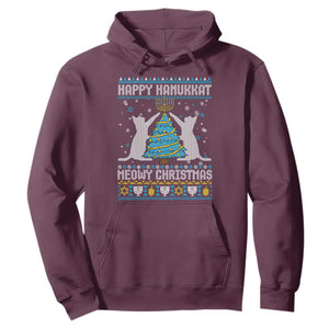 Hanukkah Christmas Cat Hoodie Happy Hanukkat Meowy Christmas TS09 Maroon Print Your Wear