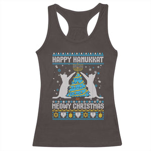 Hanukkah Christmas Cat Racerback Tank Top Happy Hanukkat Meowy Christmas TS09 Dark Chocolate Print Your Wear