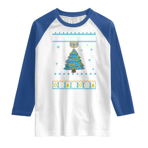 Hanukkah Christmas Cat Raglan Shirt Happy Hanukkat Meowy Christmas TS09 White Royal Print Your Wear