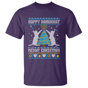 Hanukkah Christmas Cat T Shirt Happy Hanukkat Meowy Christmas TS09 Purple Print Your Wear