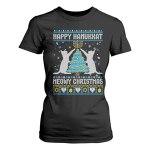 Hanukkah Christmas Cat T Shirt For Women Happy Hanukkat Meowy Christmas TS09 Black Print Your Wear