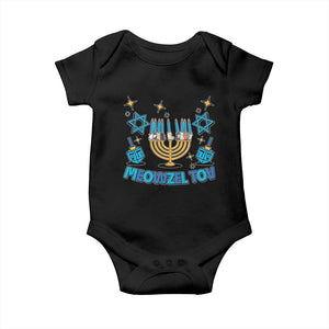 Funny Hanukkah Cat Baby Onesie Meowzel Tov Jewish Chanukkah TS09 Black Print Your Wear