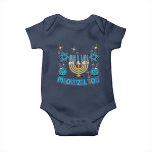 Funny Hanukkah Cat Baby Onesie Meowzel Tov Jewish Chanukkah TS09 Navy Print Your Wear