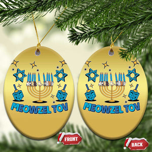 Funny Hanukkah Cat Christmas Ornament Meowzel Tov Jewish Chanukkah TS09 Oval Gold Print Your Wear