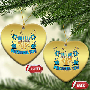 Funny Hanukkah Cat Christmas Ornament Meowzel Tov Jewish Chanukkah TS09 Heart Gold Print Your Wear