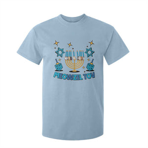 Funny Hanukkah Cat T Shirt For Kid Meowzel Tov Jewish Chanukkah TS09 Light Blue Print Your Wear